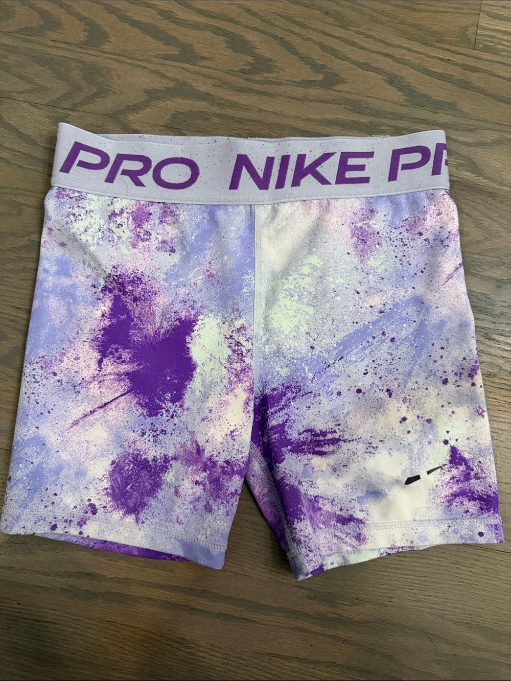 Nike Purple and Lavender Splatter Compression Shorts